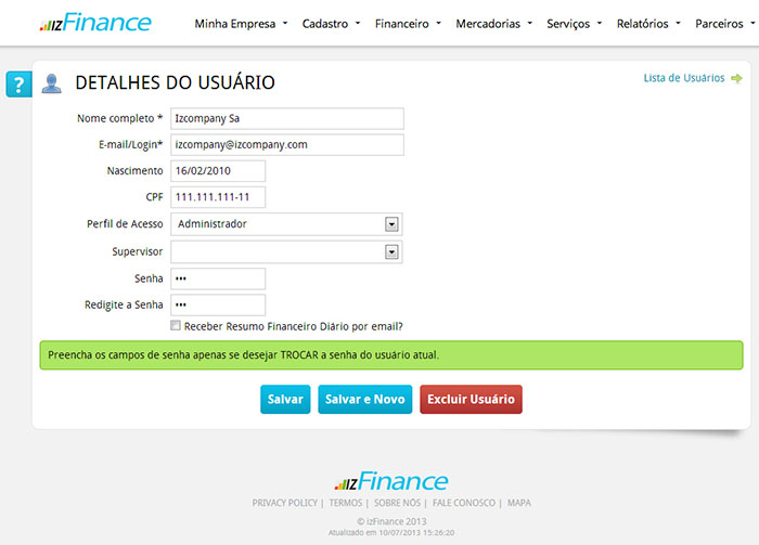 Tela de Cadastro de Usuário - Imagem 1