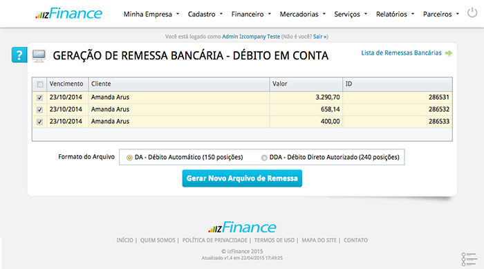 Tela de Débito em Conta - Imagem 2