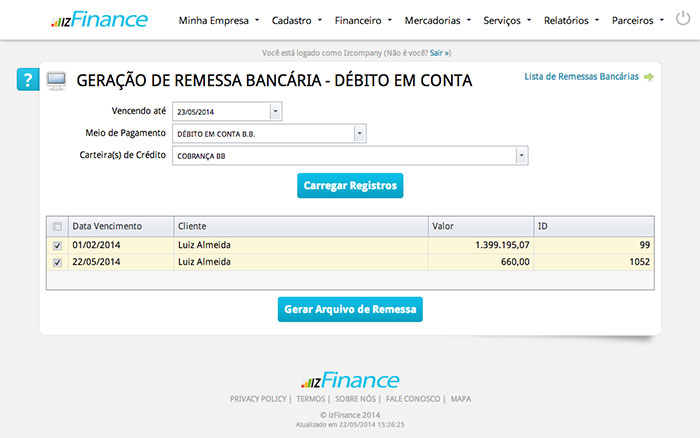 Tela de Débito em Conta - Imagem 3