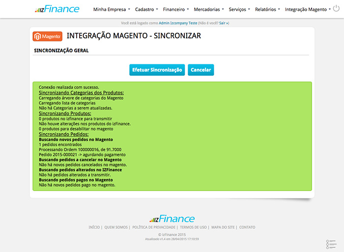 Tela de Integração e-Commerce - Imagem 3