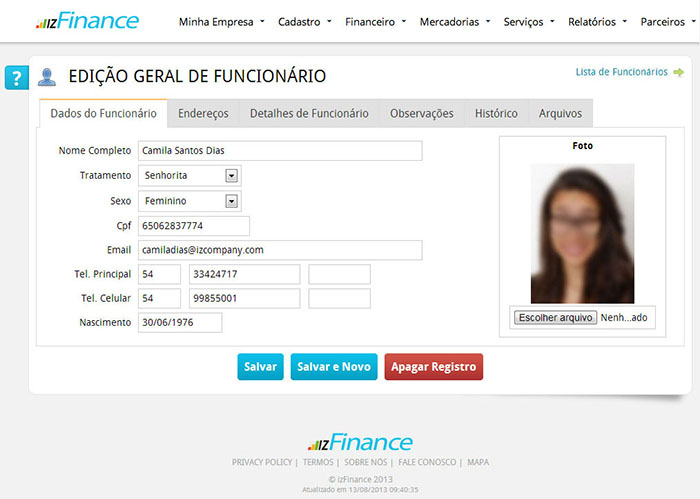 Tela de Cadastro de Funcionários - Imagem 2
