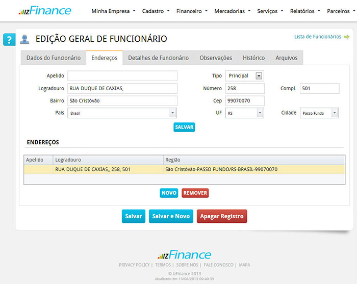 Tela de Cadastro de Funcionários - Imagem 3