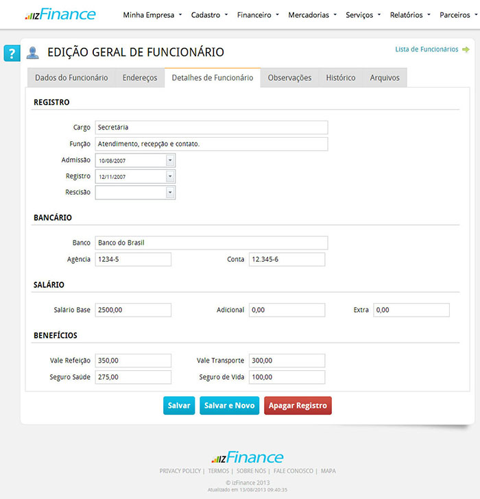 Tela de Cadastro de Funcionários - Imagem 4