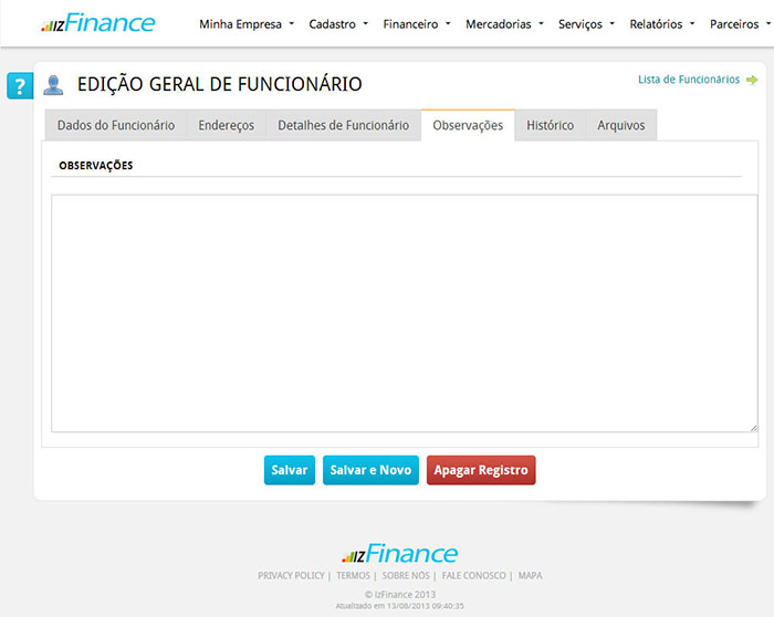 Tela de Cadastro de Funcionários - Imagem 5