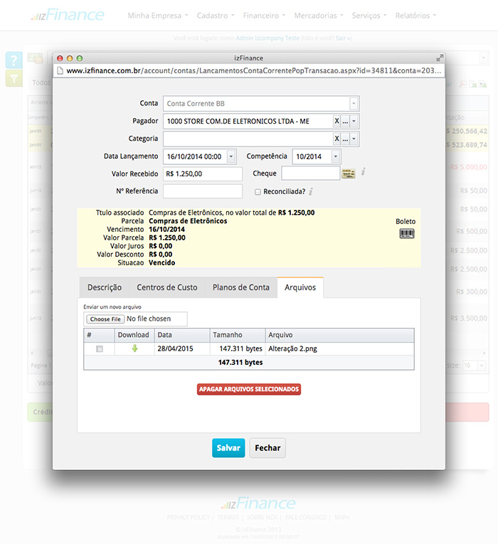 Tela de Lançamento de Conta Corrente - Imagem 4