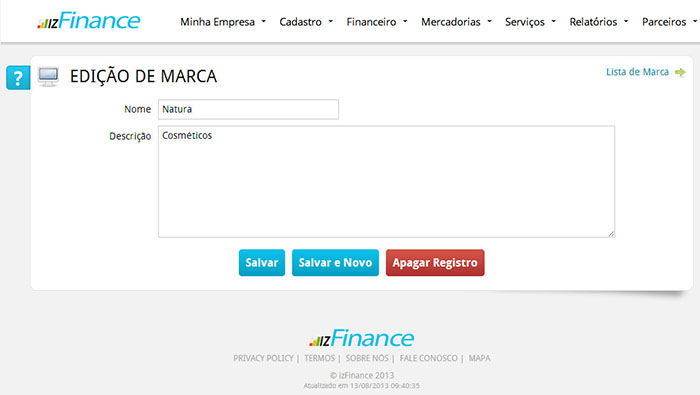 Tela de Cadastro de Marcas, Modelos e Categorias - Imagem 2