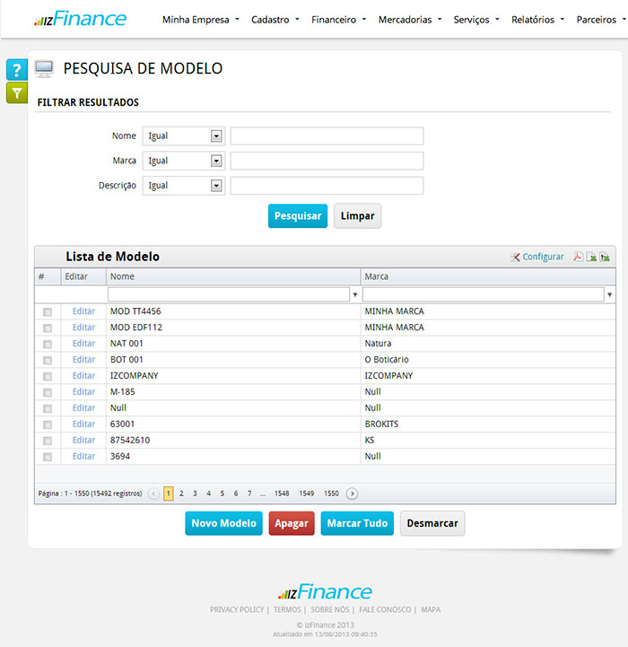 Tela de Cadastro de Marcas, Modelos e Categorias - Imagem 3