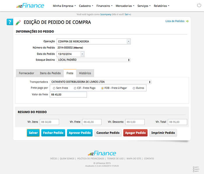 Tela de Pedido de Compra - Imagem 4