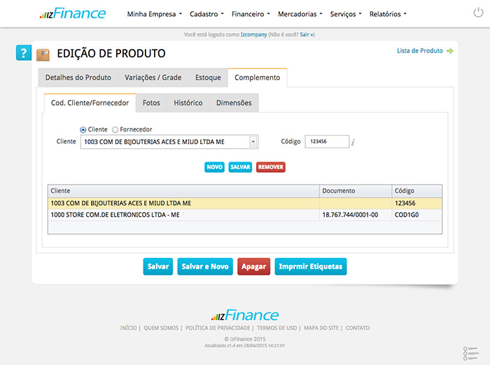 Tela de Cadastro de Produto - Imagem 5