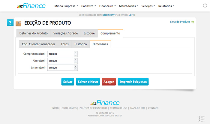 Tela de Cadastro de Produto - Imagem 8