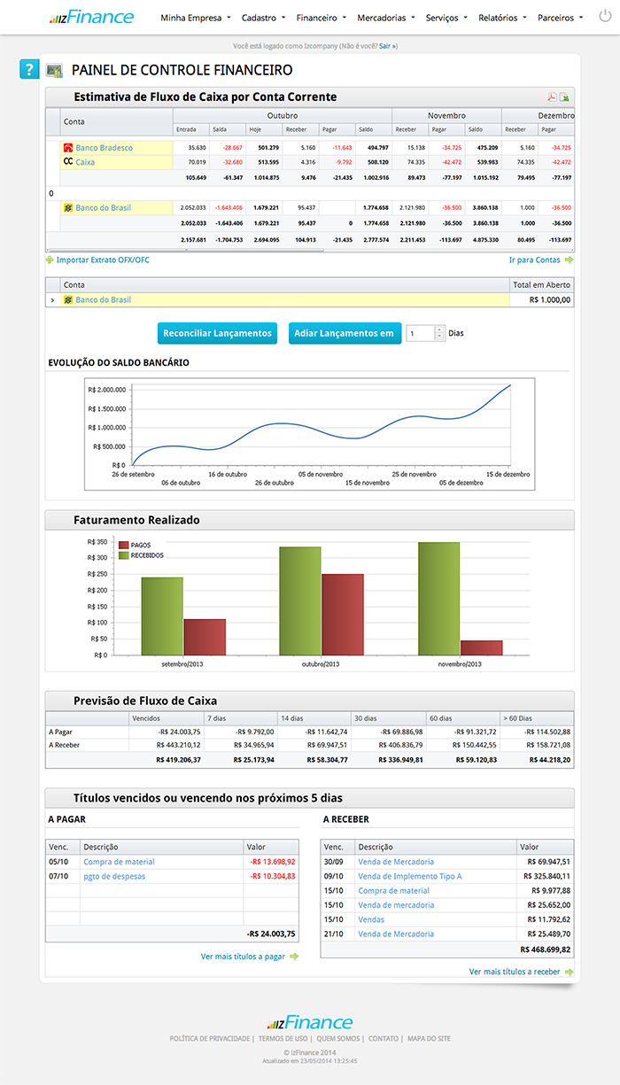Tela de Relatório de Conta Corrente - Imagem 1