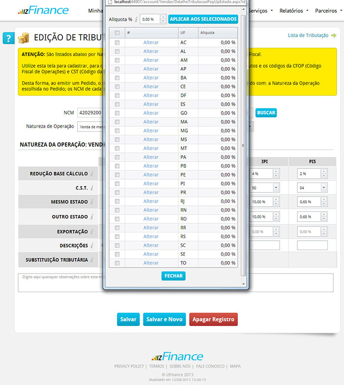 Tela de Tributação - Imagem 10